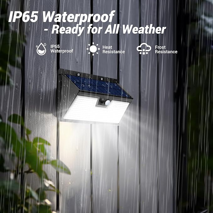 vighep Solar Motion Lights Outdoor, 318 LED Waterproof Fence Light Solar Powered - Image 5