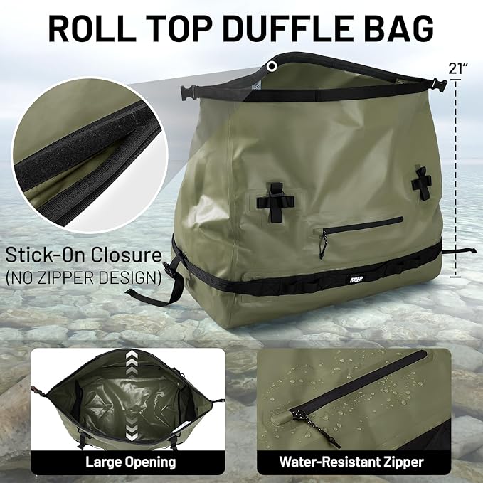 MIER Waterproof Duffel Bag Motorcycle Dry Bag Backpack Large Roll-Top Heavy - Image 4