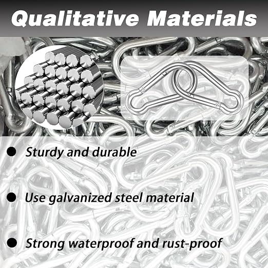 100 PCS 3'' Spring Snap Hook Carabiner, M8 5/16 Inch Galvanized Silver Steel - Image 4