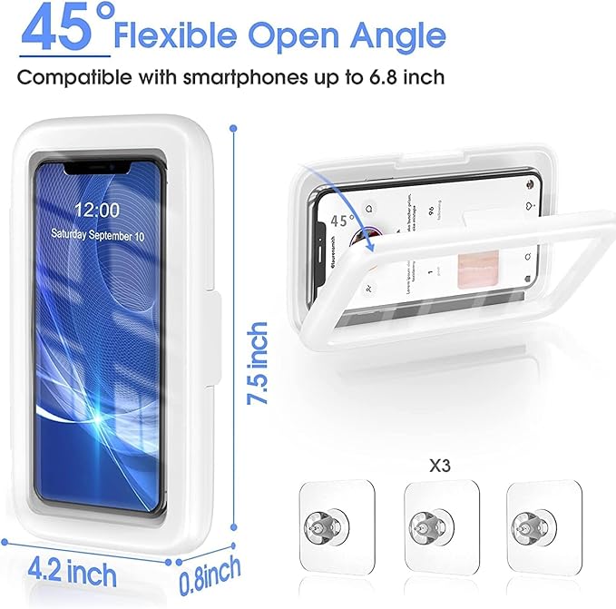 LC-dolida Shower Phone Holder Waterproof, 480° Rotatable Adjustable Bathroom - Image 5