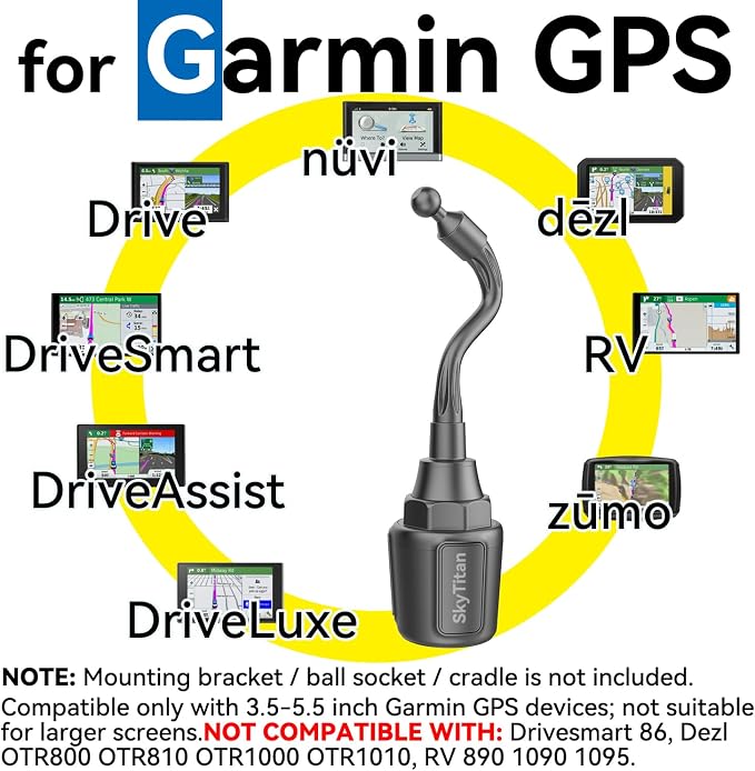 SkyTitanfor Garmin GPS Car Mount Cup Holder Replacement 17mm Ball Mount - Image 3
