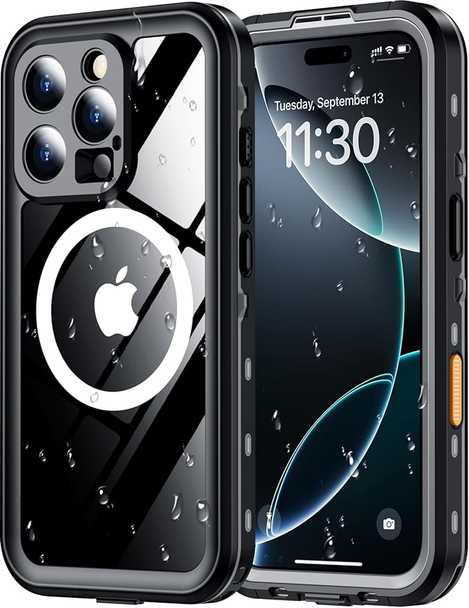 Red2Fire for iPhone 16 Pro Max Case Waterproof, Phone Case 6.9" Black/Clear by Red2Fire