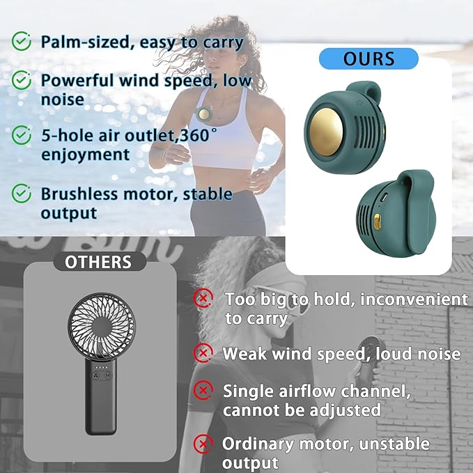 Portable Clip-On Fan, Mini USB Rechargeable 360° Rotatable Fan, 3-Speed Silent - Image 6