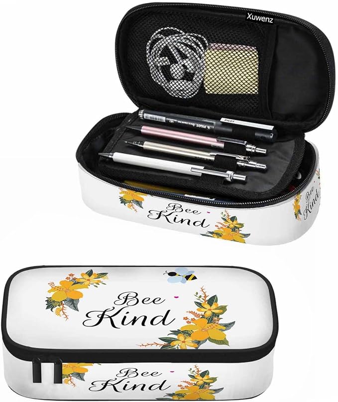 Bee Pencil Case Cute Bee Kind Yellow Flower Bunches Pencil Bag Pen Markers by Unknown