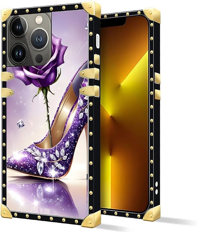 Compatible with iPhone 13 Pro Max Case, High Heeled Purple Diamond Rose Luxury - Image 2