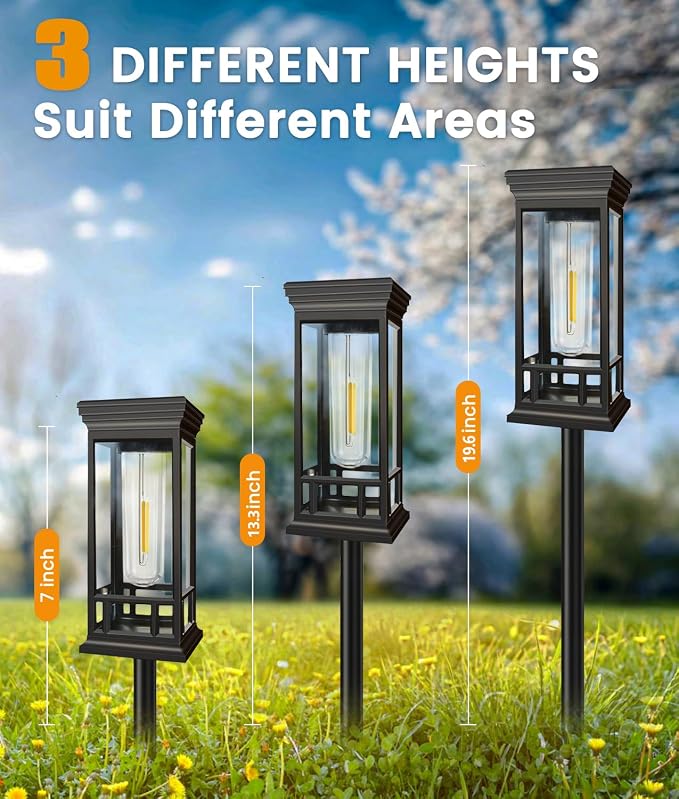 10 Pack Solar Pathway Lights Outdoor, Taller Bright Solar Path Lights Waterproof - Image 3