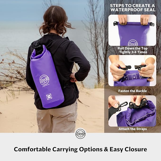 STOVER 5/10/25/30/40/55L Waterproof Dry Bag- Roll-Top Backpack w/Phone Case- - Image 5
