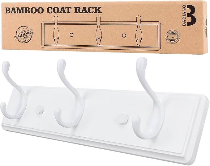 Badiano Wooden Coat Rack, Wall-Mounted Organizer by BADIANO