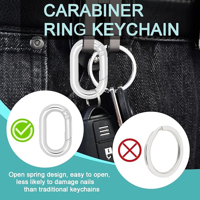 10Pack 1 Inch Small Oval Carabiner, Metal Spring Tiny Carabiner Clips - Image 6
