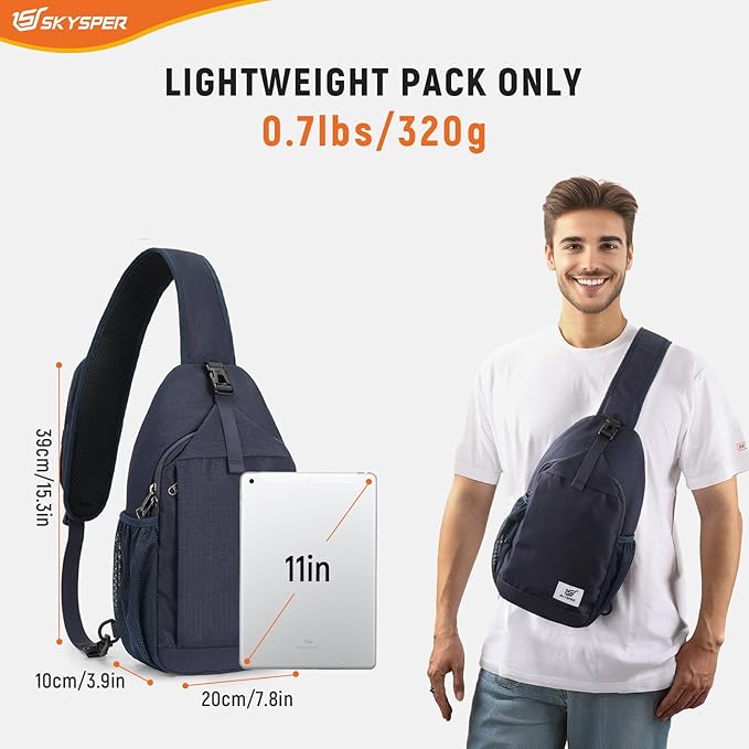 SKYSPER Sling Bag RFID Cross Body Bag Recycled Crossbody Backpack Travel Daypack - Image 2