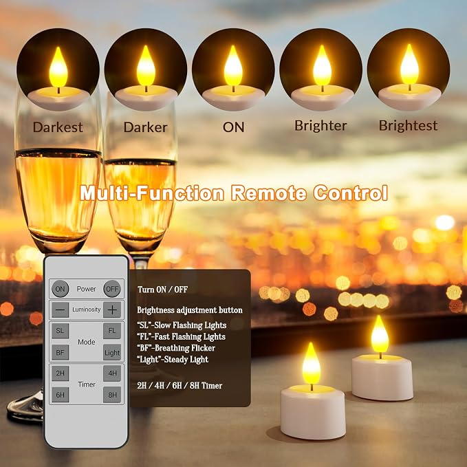 SoulBay Rechargeable Flameless LED Tea Lights Candles - Image 4