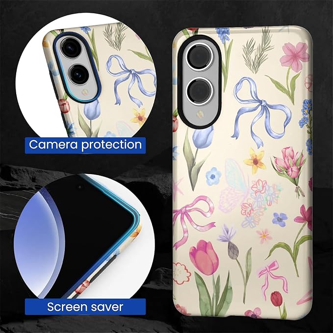for Samsung Galaxy S25 Edge Case, HL2 Aesthetic Flower Preppy Collage Hybrid 2 - Image 4