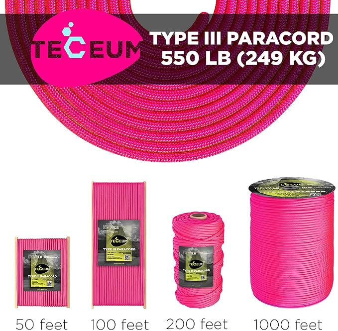 TECEUM 5/32" Paracord Rope 1000 – 1000ft / 200ft / 100ft / 50ft – Tactical - Image 9
