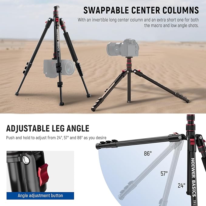 NEEWER Basics TP15 Camera Tripod Monopod, Ball Head Not Included - Image 4