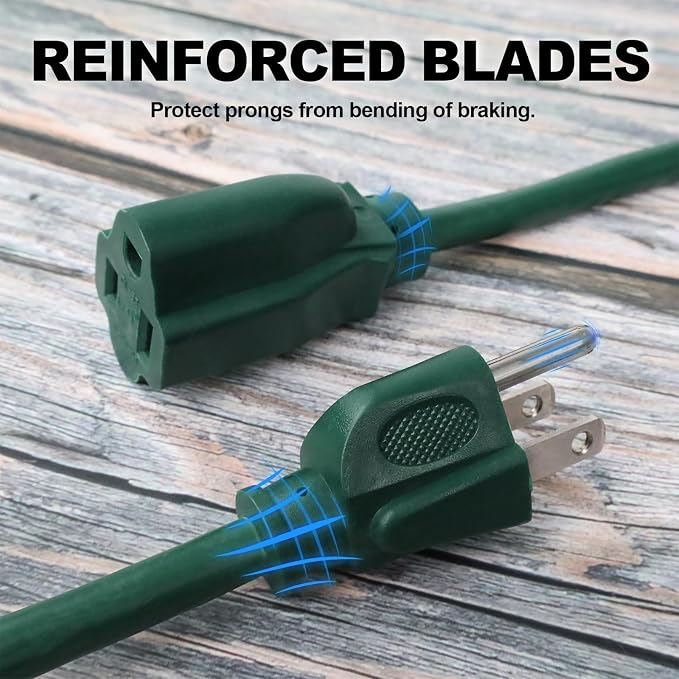 EP 2 Pack 10FT Green Outdoor Extension Cord, 16/3 SJTW Heavy Duty Waterproof - Image 3
