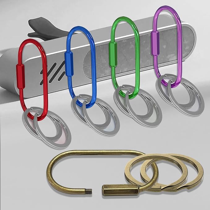 Key Chain, Brass Key Rings 2 Pack Screw Lock Key Organizer - Image 5