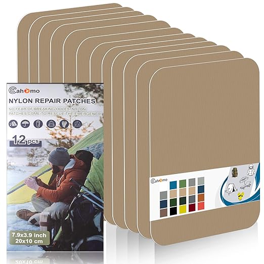 Cahomo 7.9x3.9 inch 12 PCS Nylon Repair Patch Nylon Repair Tape Self Adhesive by Cahomo