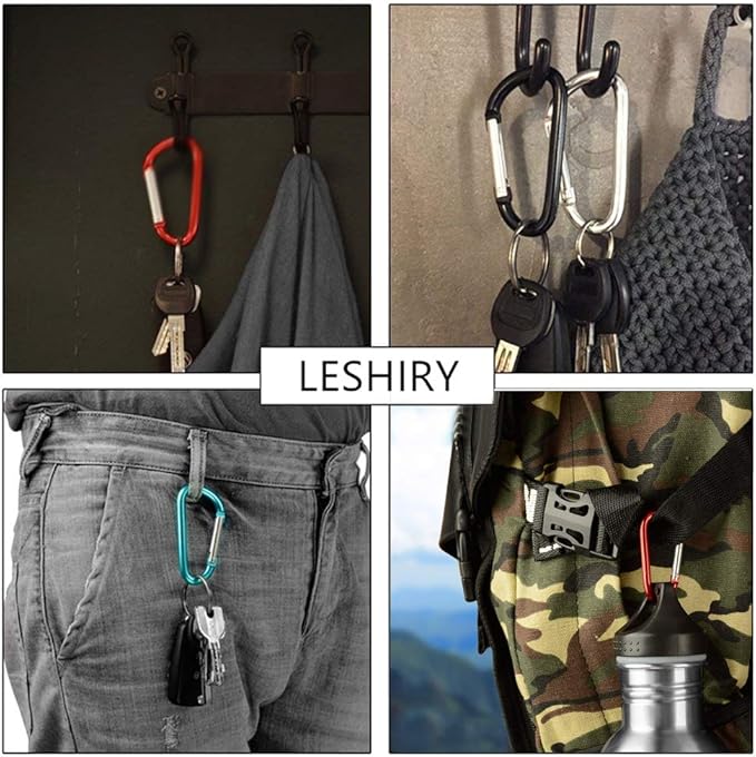 LESHIRY Large Carabiners Keychain 3" Aluminum D Shape Premium Durable D-Ring - Image 4