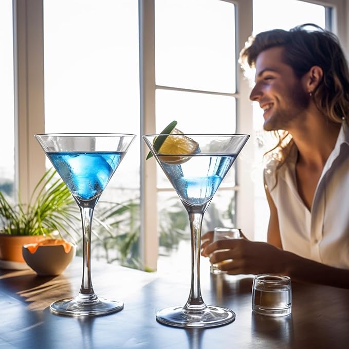 Unbreakable Martini Glasses Set of 6, 10 oz Plastic Martini Cocktail Glasses - Image 2