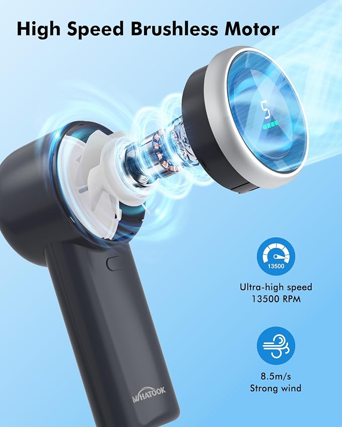 WHATOOK Portable Handheld Mini Fan: High Speed Cooling Fan, 10 Hours Battery - Image 2