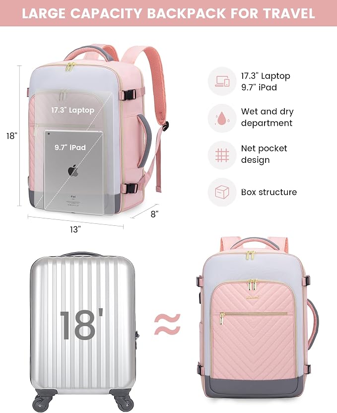 LOVEVOOK Large Travel Backpack for Women, TSA Carry on Backpack for Airplanes - Image 5