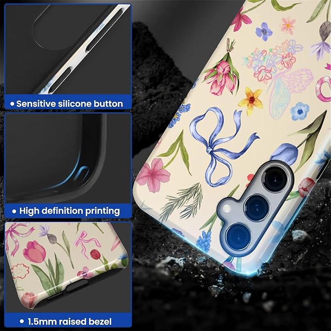 for Samsung Galaxy S24 Case, HL2 Aesthetic Flower Preppy Collage Hybrid 2 Layer - Image 3