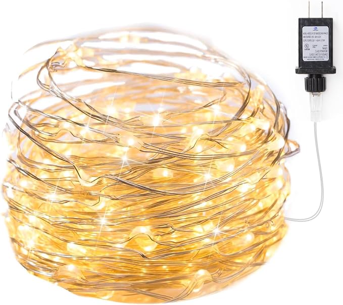 Minetom Fairy Lights Plug in, 33Ft 100 LEDs Waterproof Silver Wire Firefly by Minetom