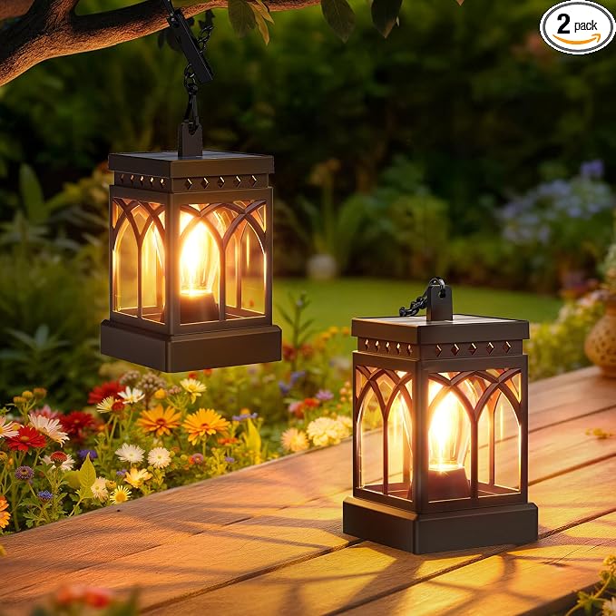 KOOPER 2 Pack Solar Lanterns Outdoor Waterproof, Brighter Hanging Solar Lantern by KOOPER