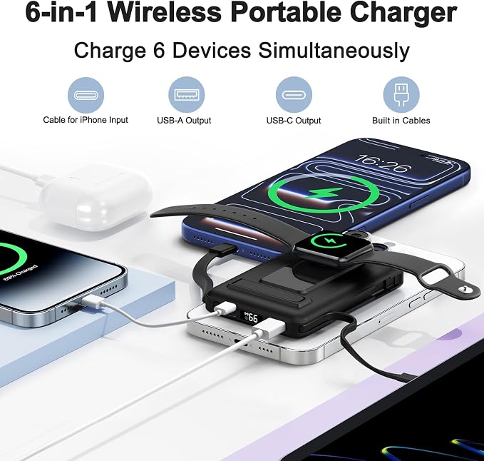 Magnetic Portable Charger, 10000mAh Wireless Power Bank - Image 3