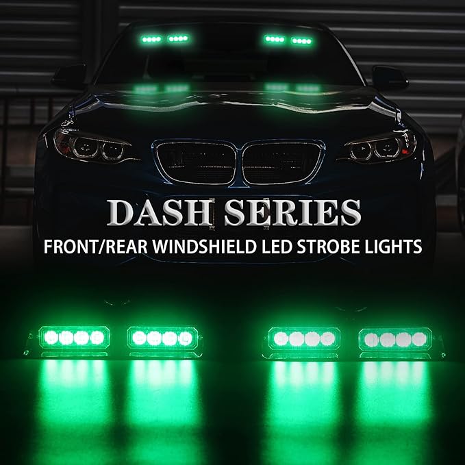 XRIDONSEN 2 in 1 Green Emergency Lights Dash Strobe Lights Interior Windshield - Image 2