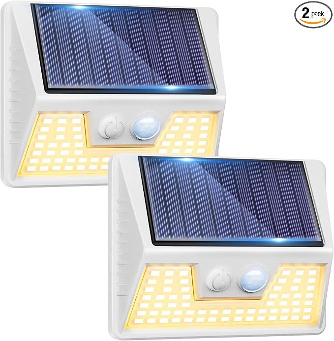 vighep 2Pack White Solar Lights Outdoor Motion Sensor, 3000K Warm Light/3 by Vighep