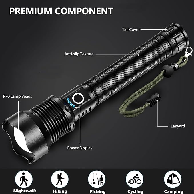 Rechargeable Flashlights 99, 000 Lumens, Super Bright LED Flashlight High Lumens - Image 7