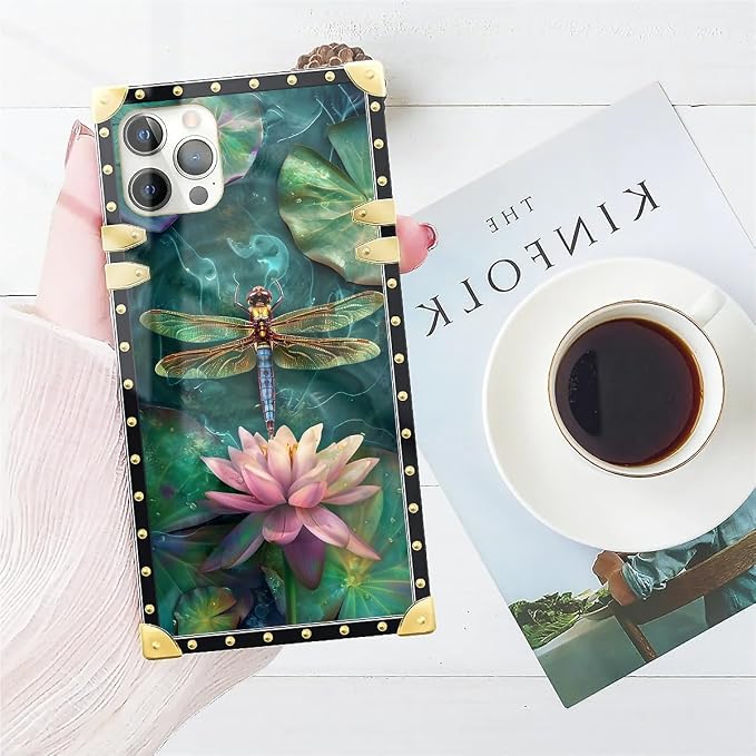 Compatible with iPhone 11 Pro Max Case, Colourful Dragonfly Pink Lily Pads - Image 7