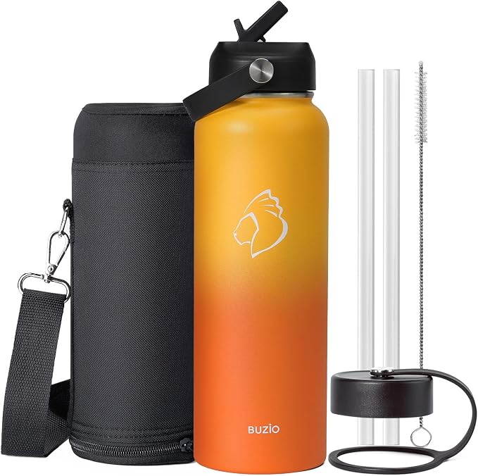 BUZIO 40oz Insulated Water Bottle, Triple Wall Vacuum Stainless Steel Water by BUZIO