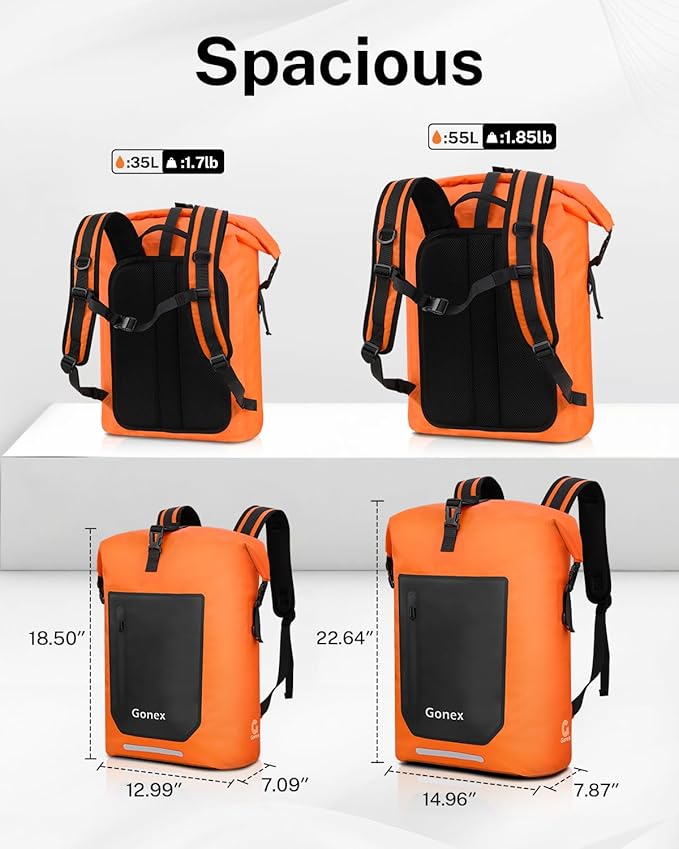 Gonex Ultralight Waterproof TPU Backpack, 35L Roll Top Dry Bag - Image 6