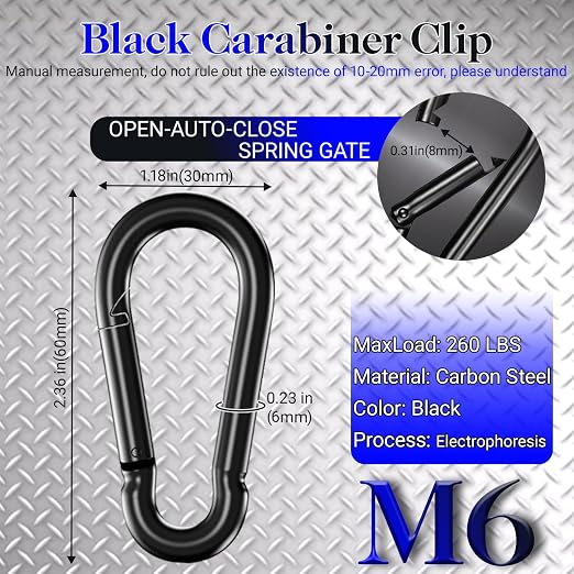 150 Pack 2.36" M6 Spring Snap Hook Carabiners - Image 2