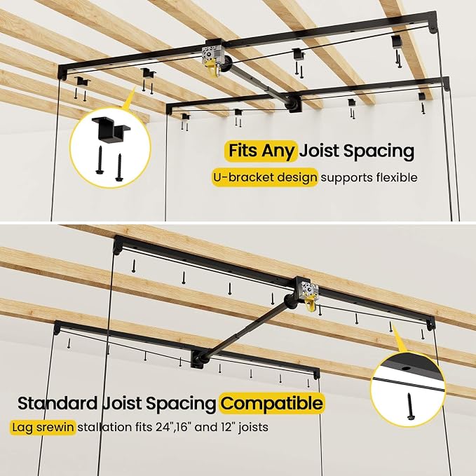 FERO Overhead Garage Storage Rack, 500 lb Capacity, 4x8 FT Garage Ceiling - Image 5