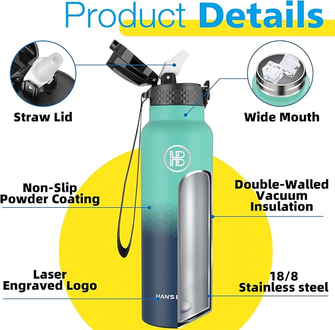 Han's Bottle Sports Water Bottle - 24 Oz - Image 5