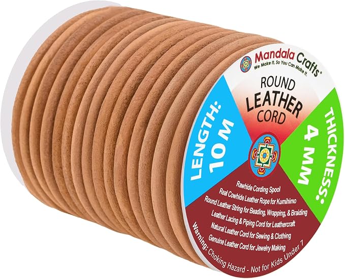 Mandala Crafts Round Genuine Camel Leather Cord by MandalaCrafts