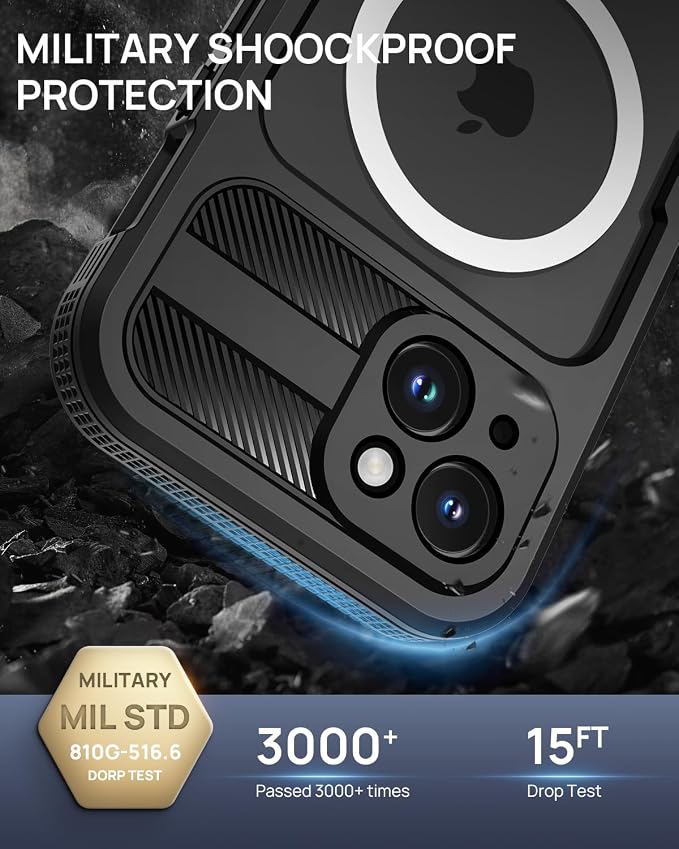 Lanhiem Magnetic for iPhone 15 Plus Case, IP68 Waterproof Dustproof Case - Image 4