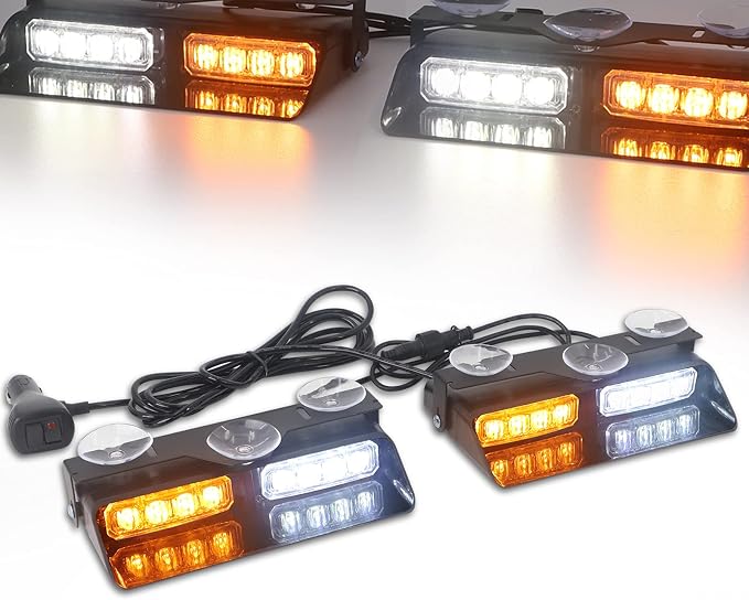 XRIDONSEN 2 in 1 Emergency Dash Strobe Lights Interior Windshield Lights Amber - Image 7