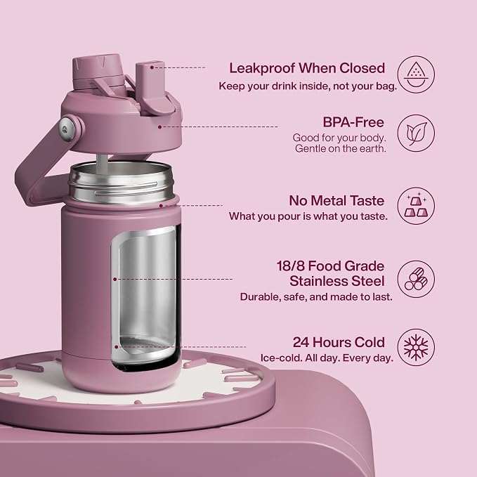 Kids Insulated Water Bottle - 12oz Stainless Steel Water Bottle with Dual Spouts - Image 2