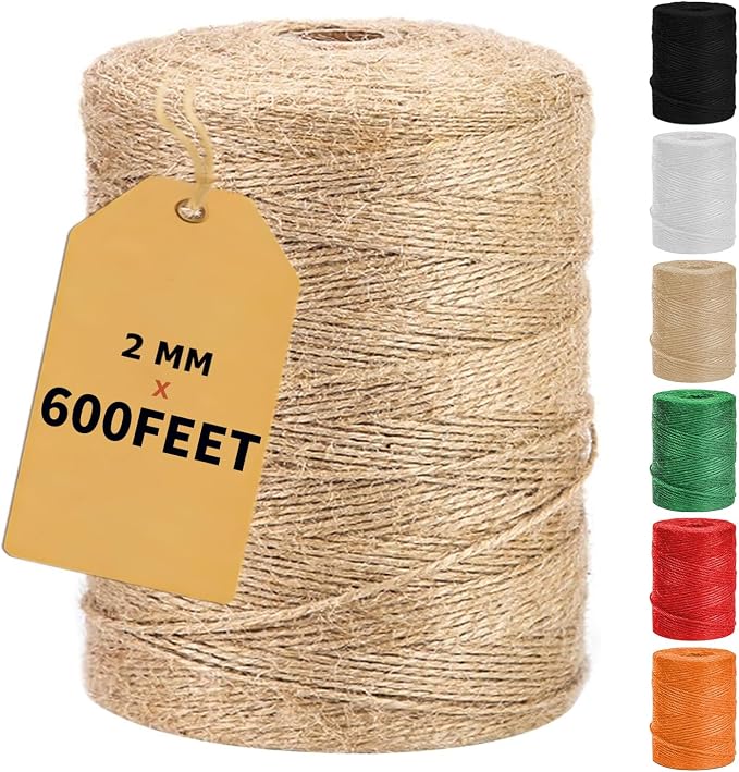 Vanhench 600Feet Natural Jute Twine String, Bulk Hemp Jute Rope Cord Twine by Vanhench