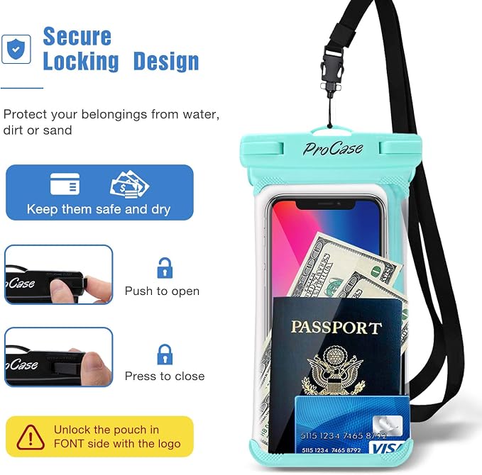 ProCase 2 Pack Waterproof Phone Pouch, Underwater Phone Case Up to 7", Dry Bag - Image 5