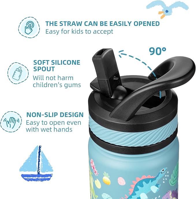 Fanhaw 18 Oz Kids Insulated Water Bottle - Image 3