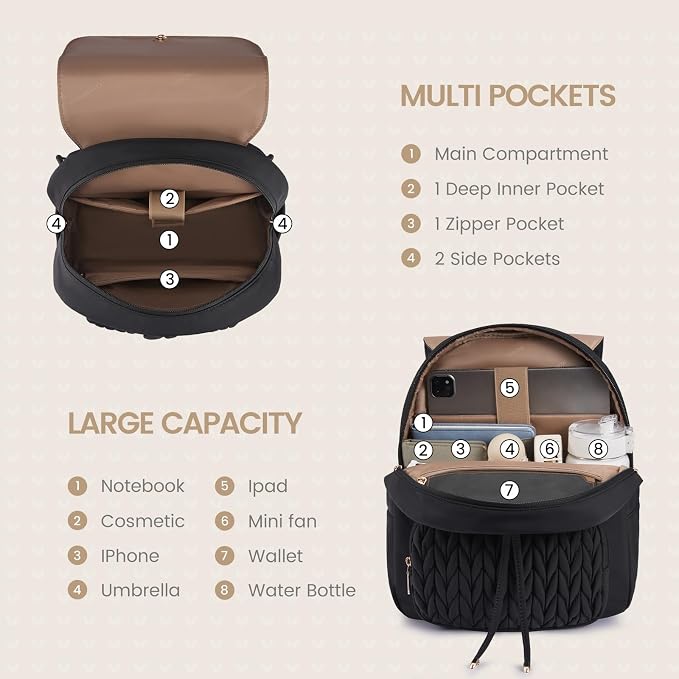 LOVEVOOK Mini Backpack for Women, Small Backpack Purse for Travel Work Cute - Image 3