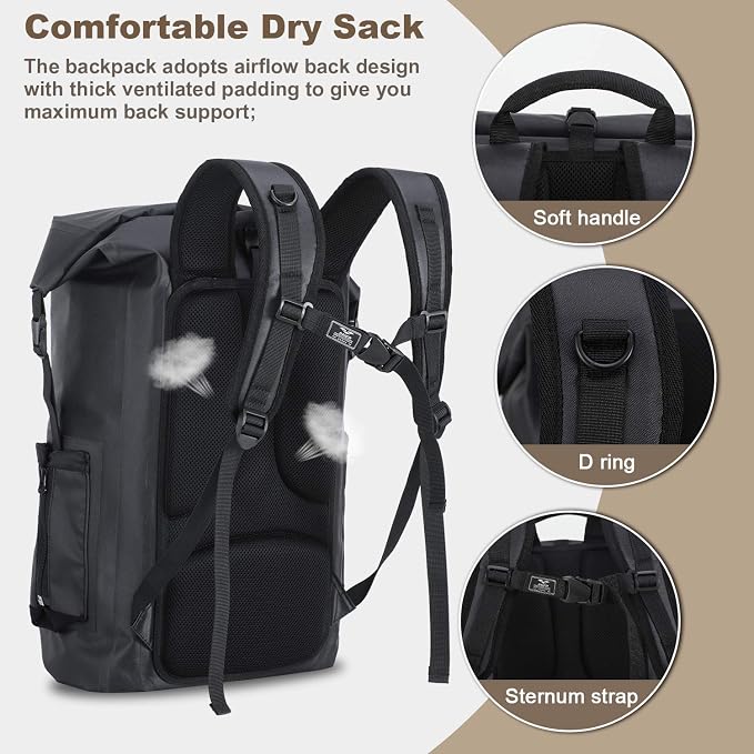 MIER Dry Bag Waterproof Backpack 30L Dry Sack Heavy Duty Roll-Top Closure - Image 5
