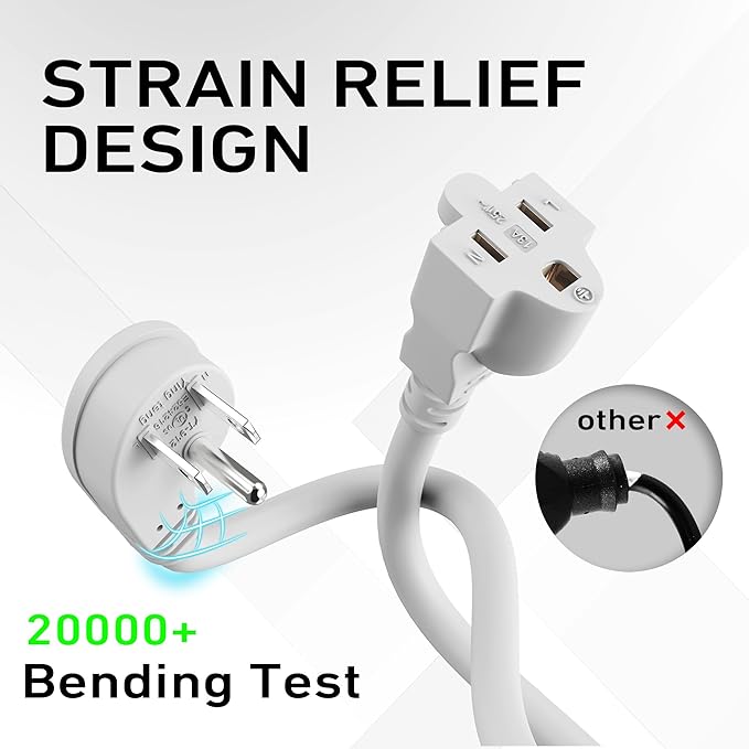 LUCKY TL Indoor Outdoor Extension Cord, 16/3 Gauge White Short Extension Cord - Image 2