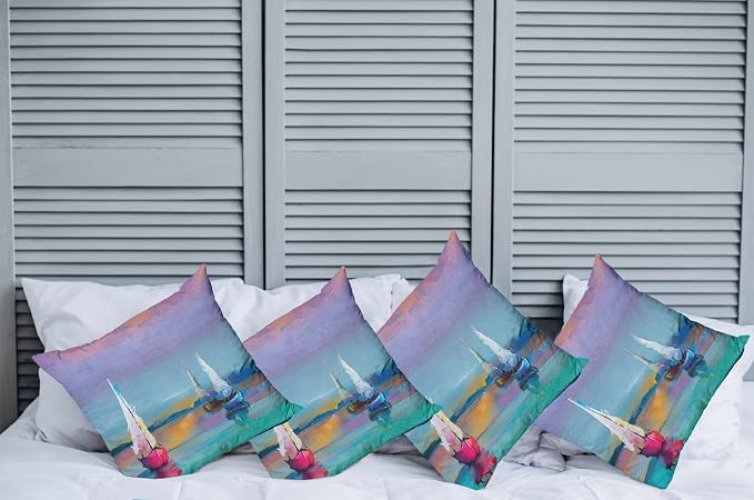 Ambesonne Abstract Oil Painting Decorative Throw Pillow Case Pack of 4 - Image 2