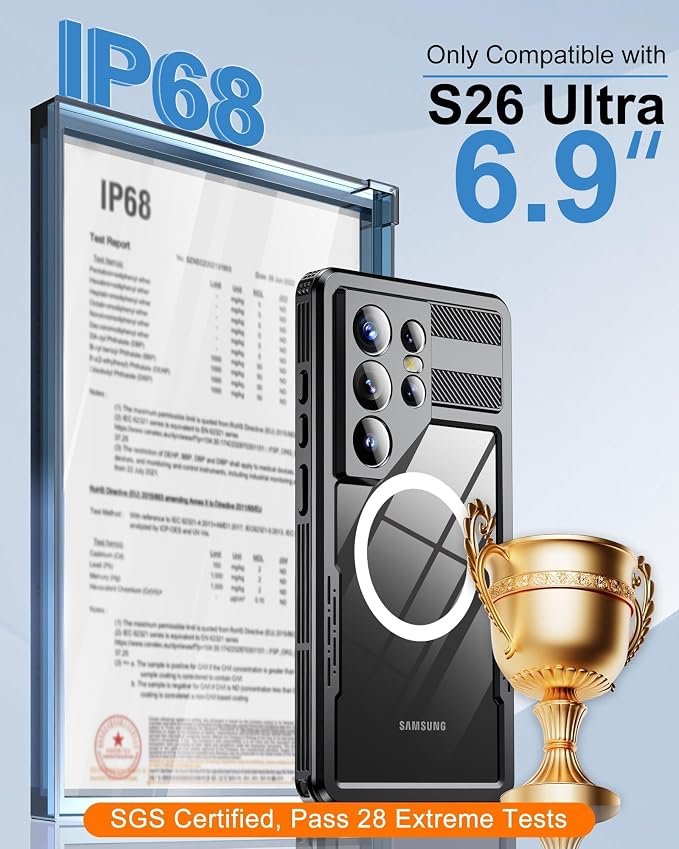 for Samsung Galaxy S26 Ultra Waterproof Case, Magnetic Heavy Duty Military - Image 2